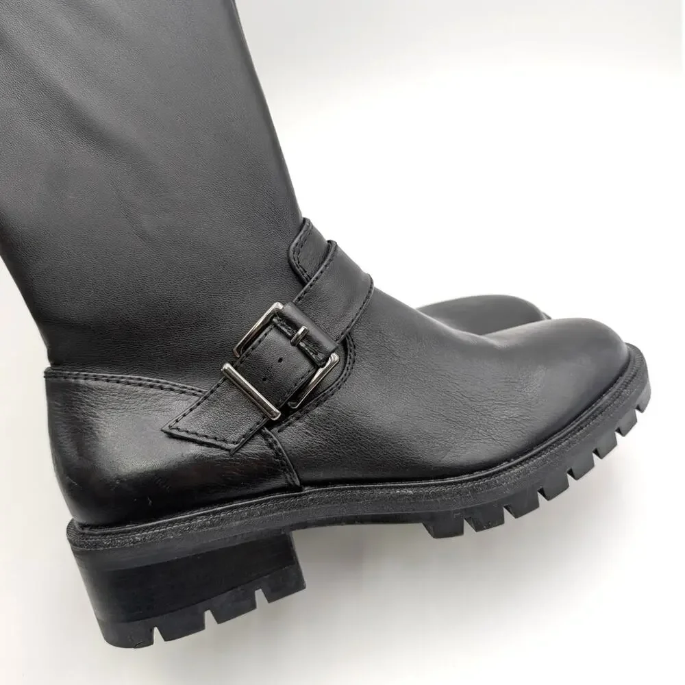 Vince Camuto Abrila Faux Leather Tall Over the Knee Boots Black Size US8M EU39